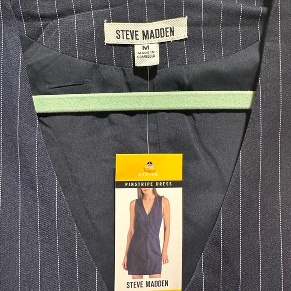 Steve Madden Navy Pinstripe Sleeveless Vest Dress NWT Size M - Picture 6 of 9